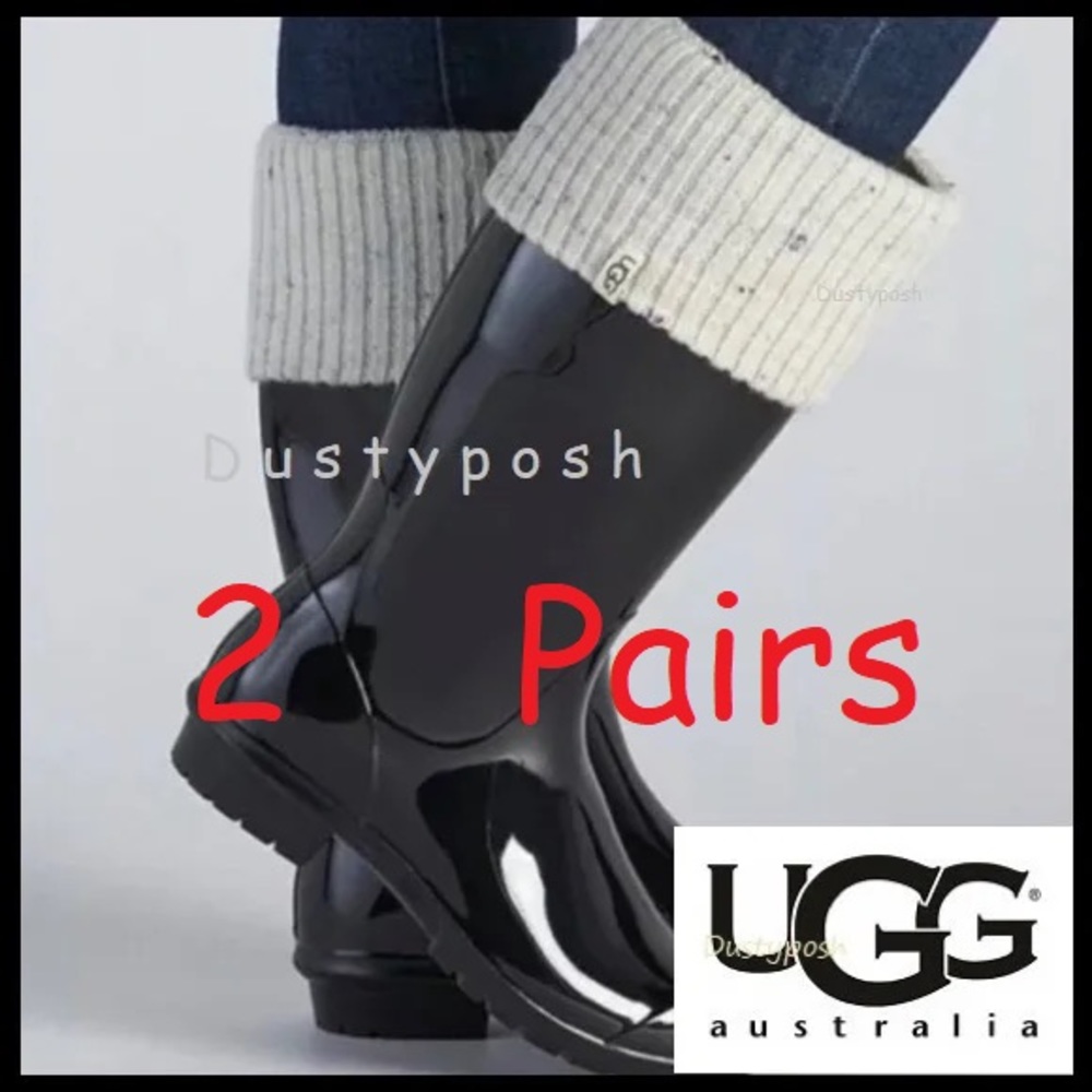 2 UGG Shaye Tall Rain Boot Socks Cable Knit Womens Girls Winter Warm Cozy Cream